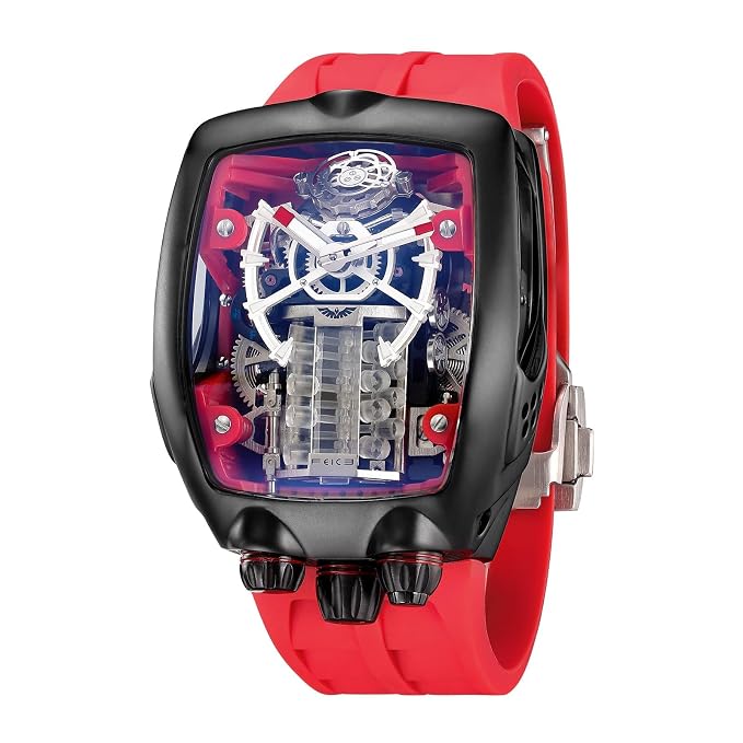 FEICE Watches for Men Automatic Skeleton Watch Waterproof Mineral Glass Japanese Movement Supercar