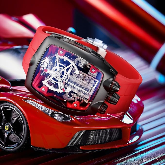 FEICE Watches for Men Automatic Skeleton Watch Waterproof Mineral Glass Japanese Movement Supercar