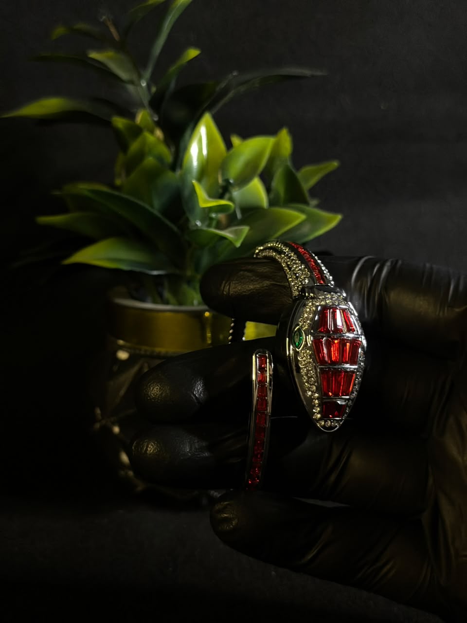 Luxury Snake-Inspired Crystal Bracelet Watch