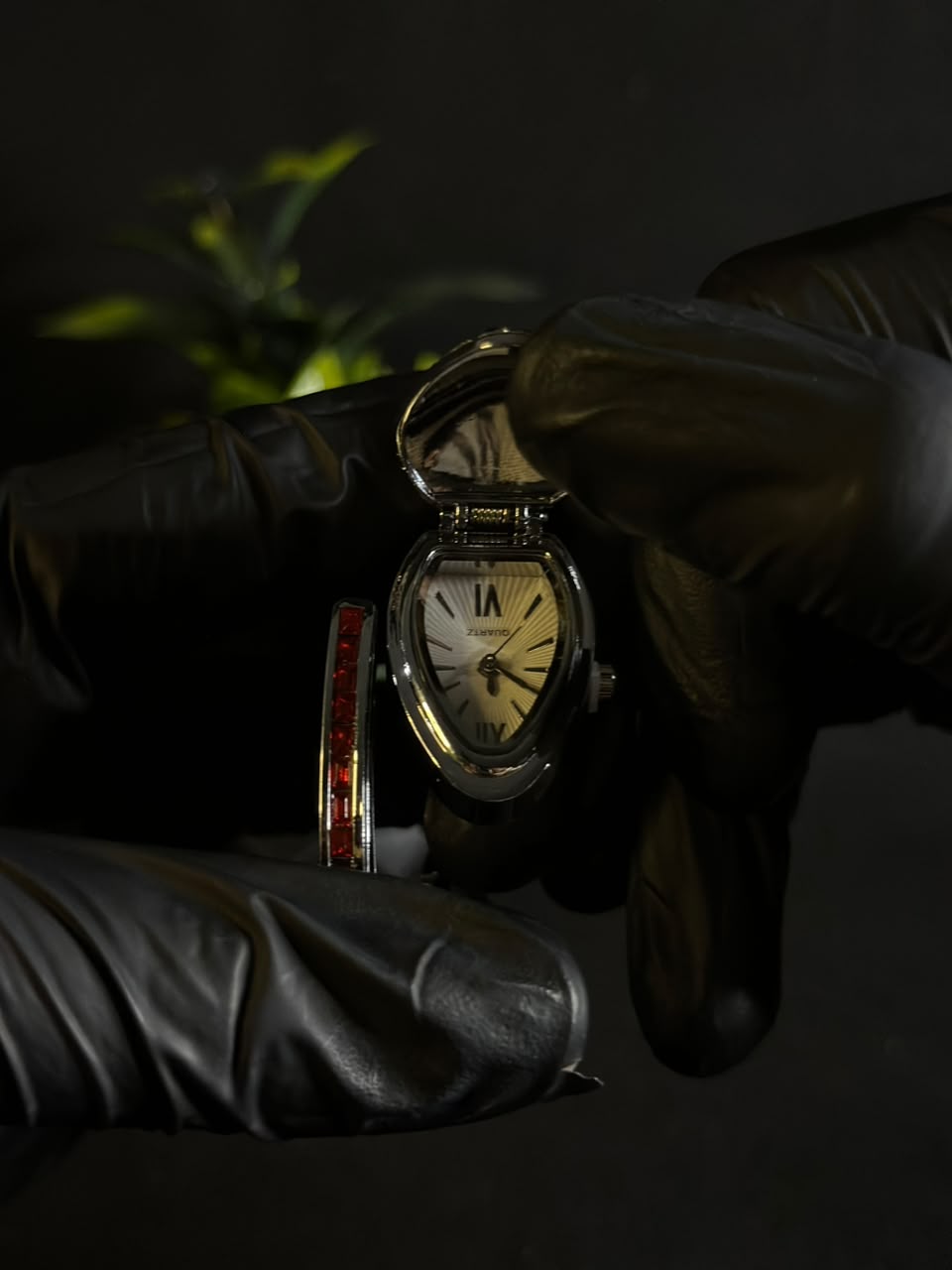 Luxury Snake-Inspired Crystal Bracelet Watch