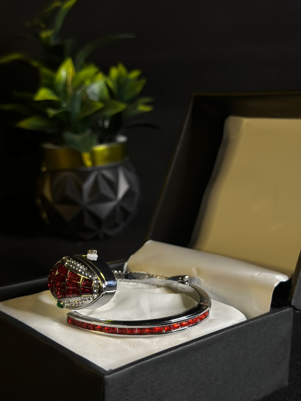 Luxury Snake-Inspired Crystal Bracelet Watch