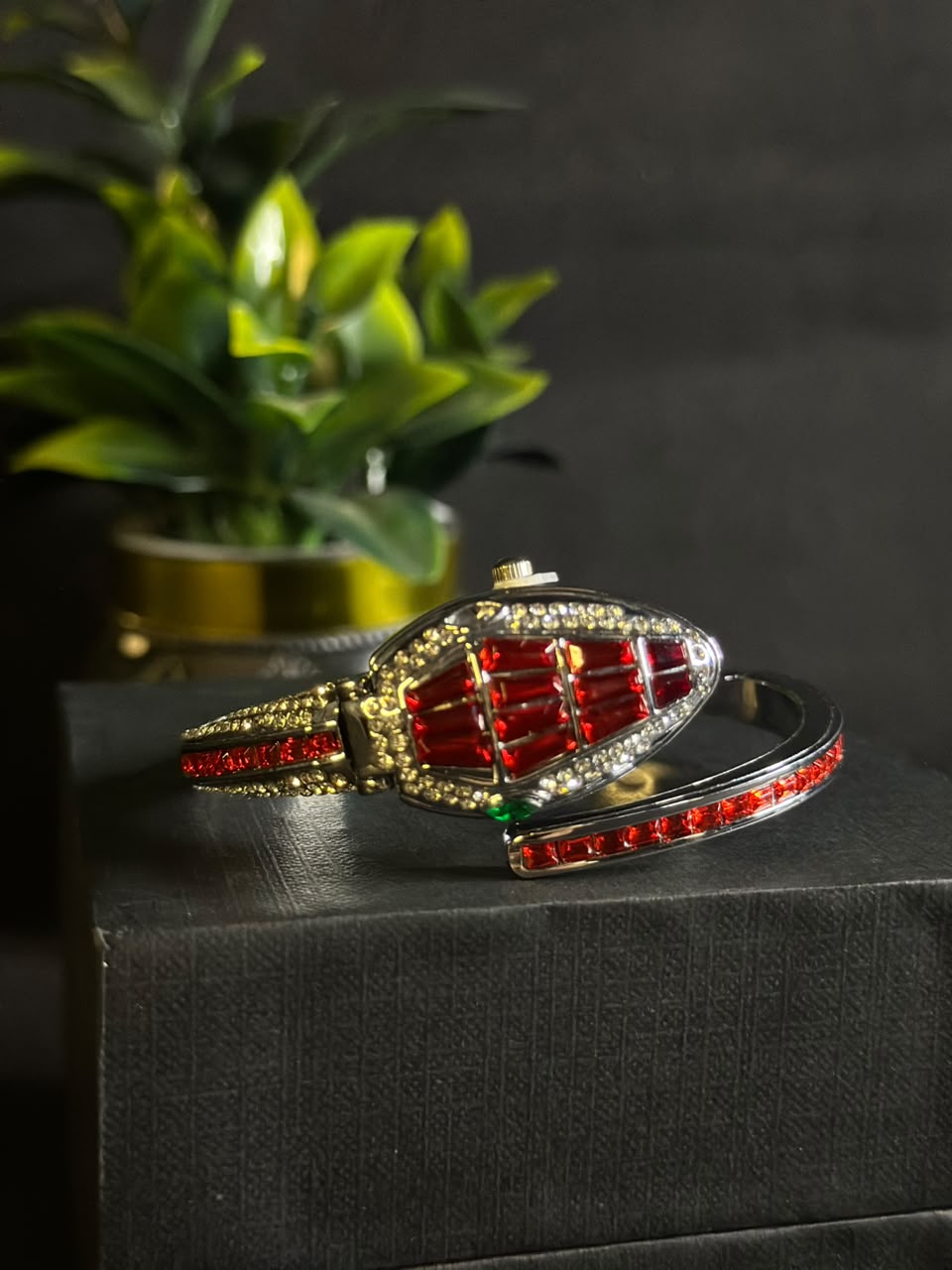 Luxury Snake-Inspired Crystal Bracelet Watch