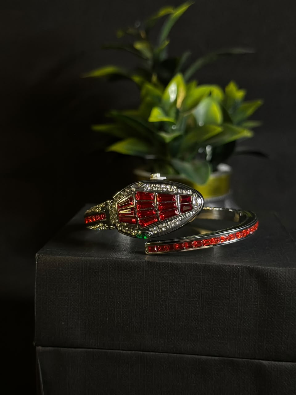 Luxury Snake-Inspired Crystal Bracelet Watch